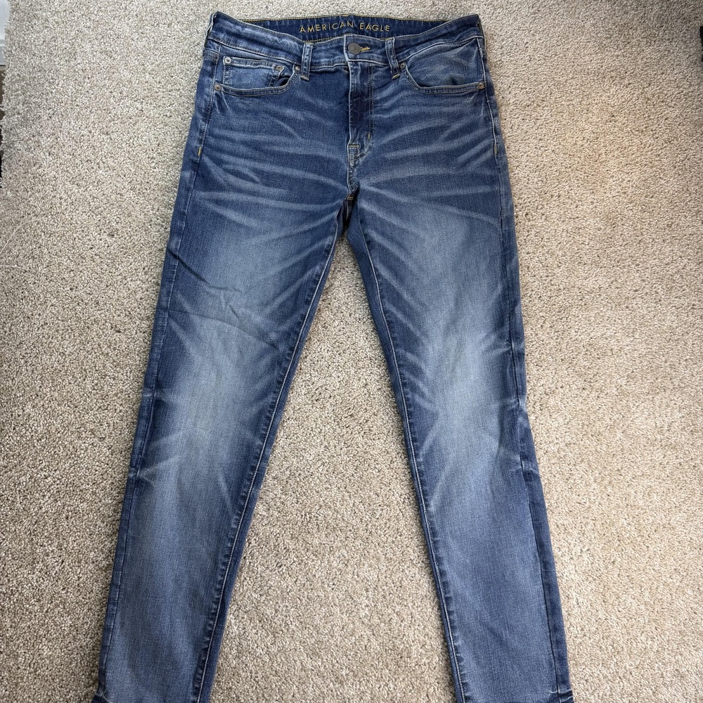 American Eagle Outfitters Next Level Flex Jeans Mens 34x32 Med Wash Blue Skinny